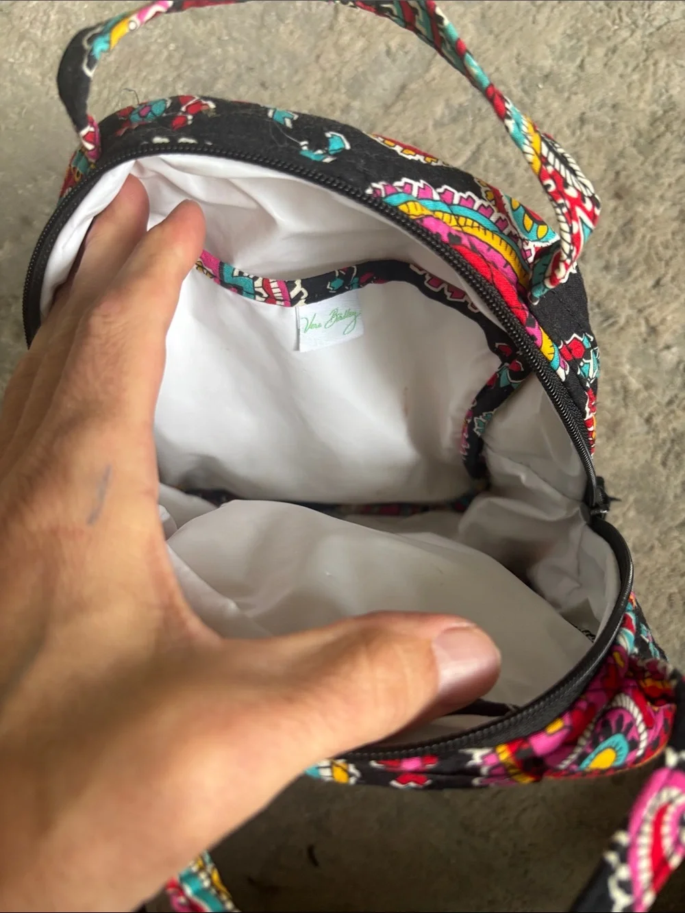 Vera Bradley Black Multi Paisley Quilted Mini Backpack